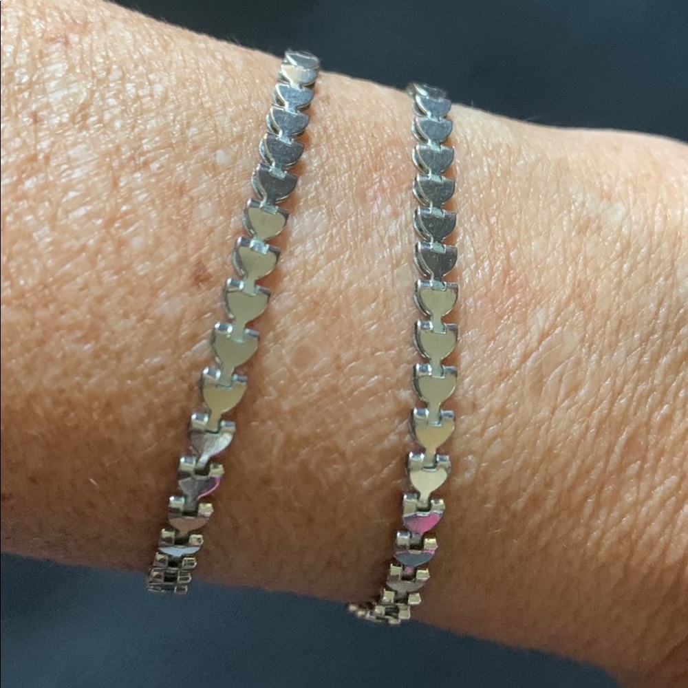 Silver Tone Double Wrap Chain Bracelet. Pre Loved